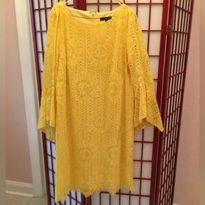 Yellow dress in size 16 with bell sleeves. Lace